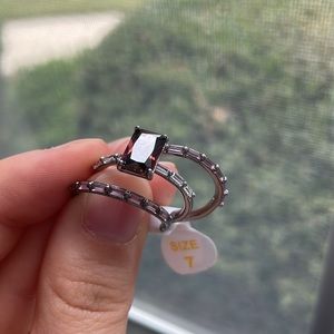 NWT Bomb Party triple band ring with hematite plating - Size 7